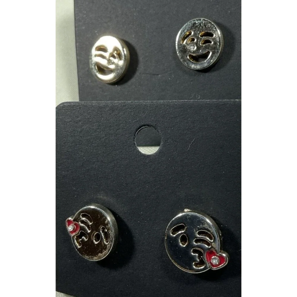 Lot 11 Pairs Pierced Earrings Kids Multicolored Emoji Skates Dolphins+ Whimsical